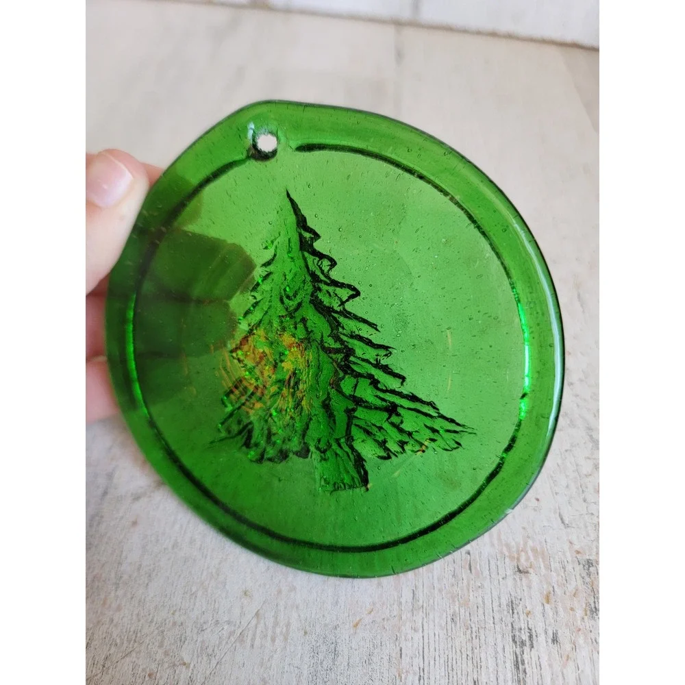 Abstract stained glass green Xmas tree ornament Unique Home decor